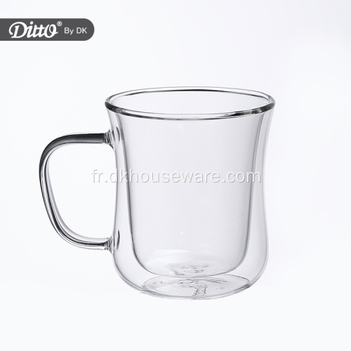 Tasse en verre à double paroi à haute teneur en borosilicate de café classique